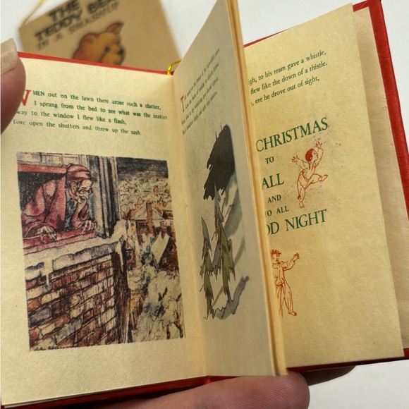 Vintage Set Night Before Christmas Mini Book Ornaments Teddy Bears Taiwan - Picture 9 of 11